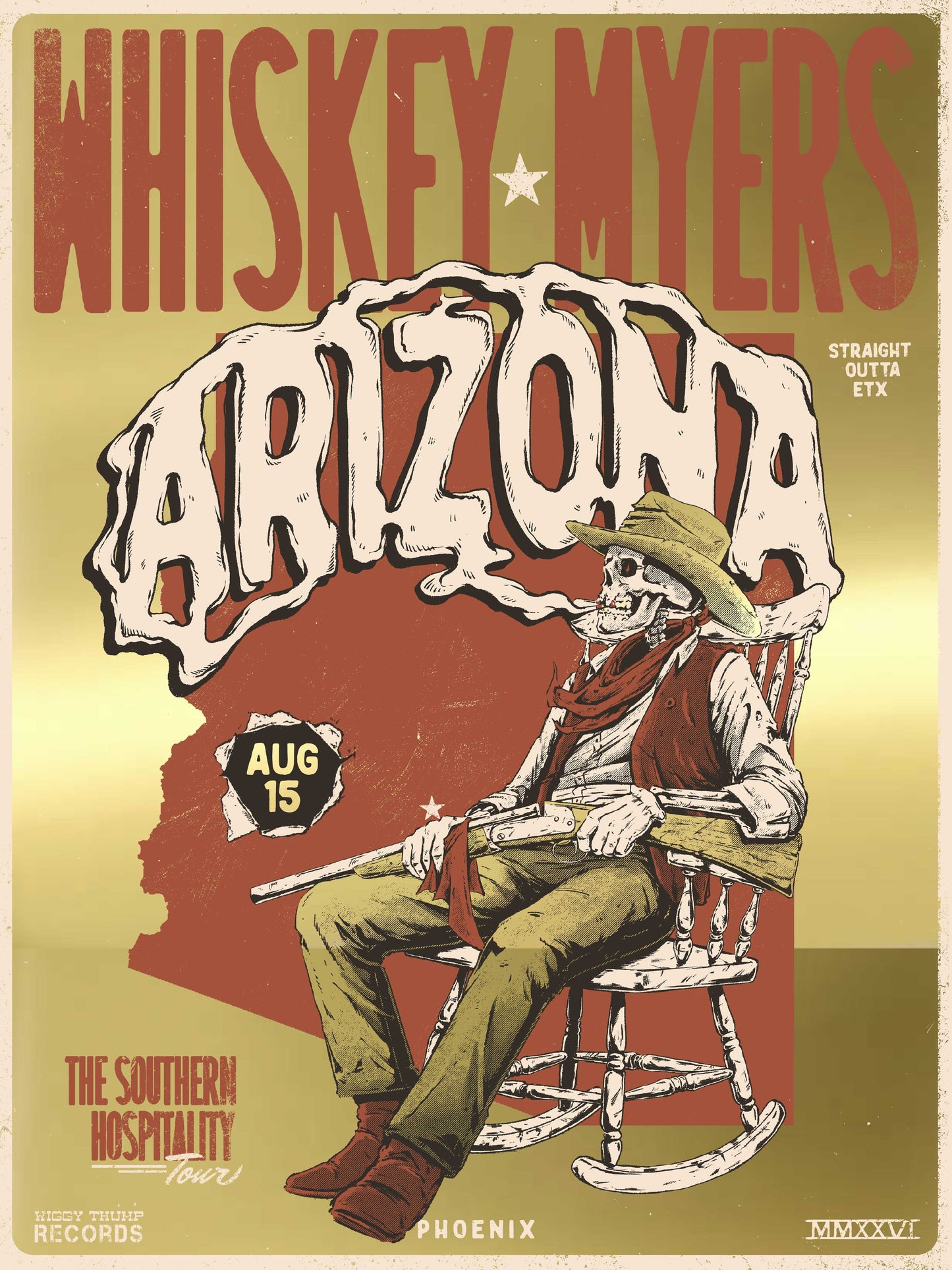 F47 | WHISKEY MYERS | PHOENIX AZ | 24K GOLD | 3DIAMOND
