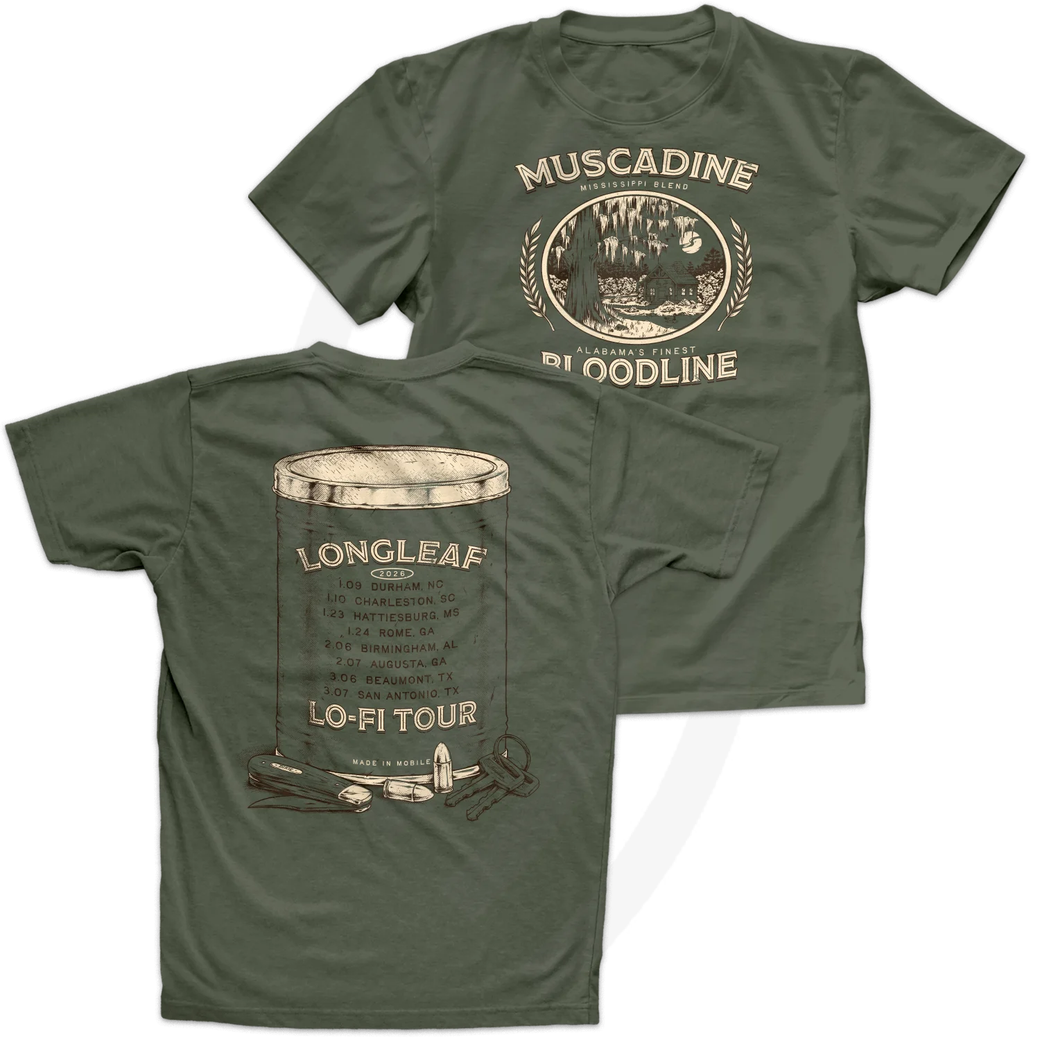 F1 | MUSCADINE BLOODLINE | LONGLEAF LO-FI | TOUR T-SHIRT | SAGE 