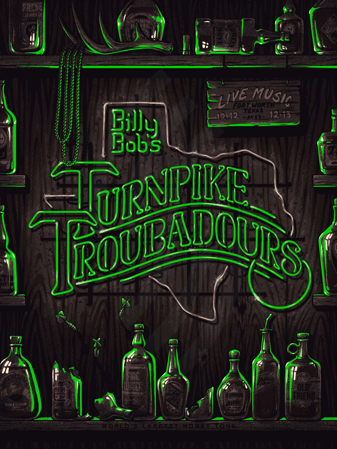 D43 | TURNPIKE TROUBADOURS | FT. WORTH TX | NEON GREEN | 3DIAMOND