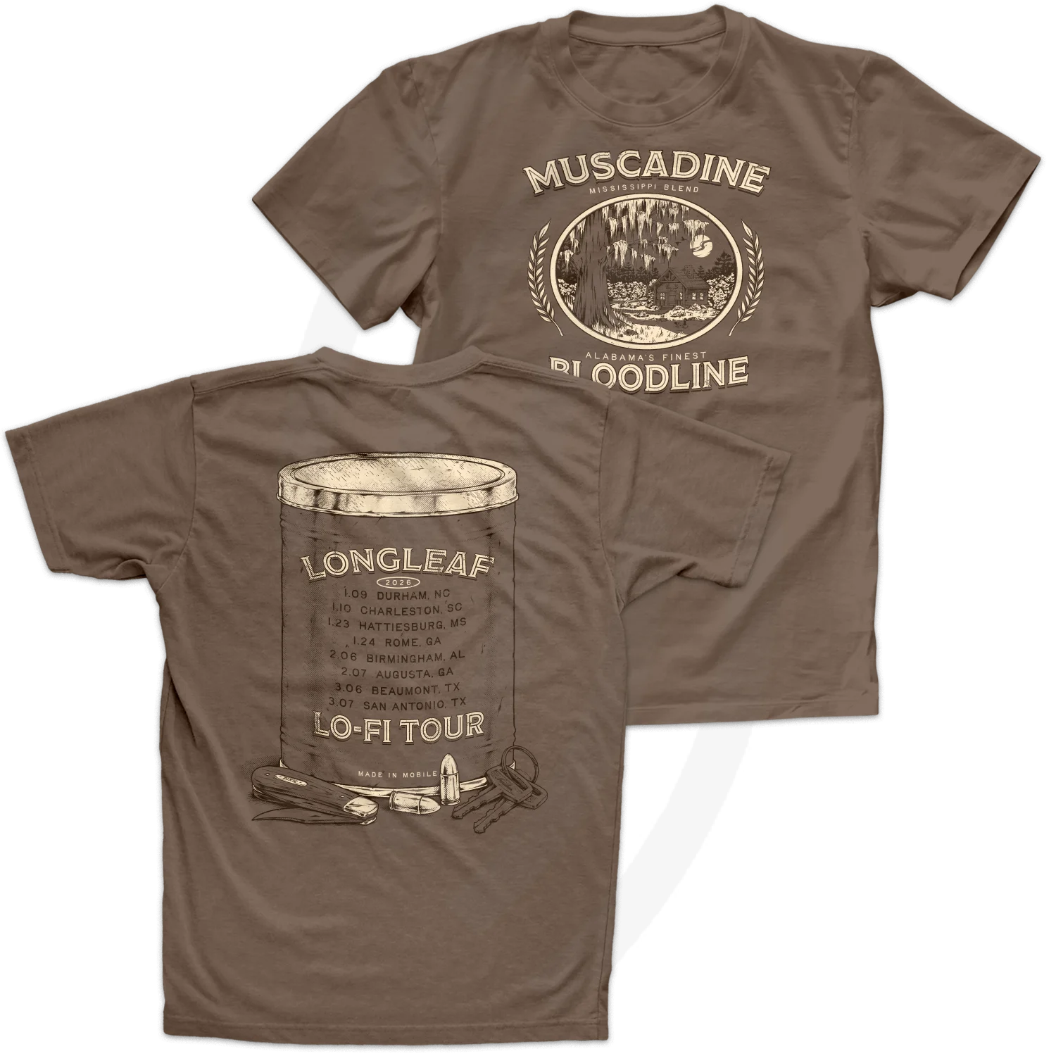 F1 | MUSCADINE BLOODLINE | LONGLEAF LO-FI | TOUR T-SHIRT | ESPRESSO