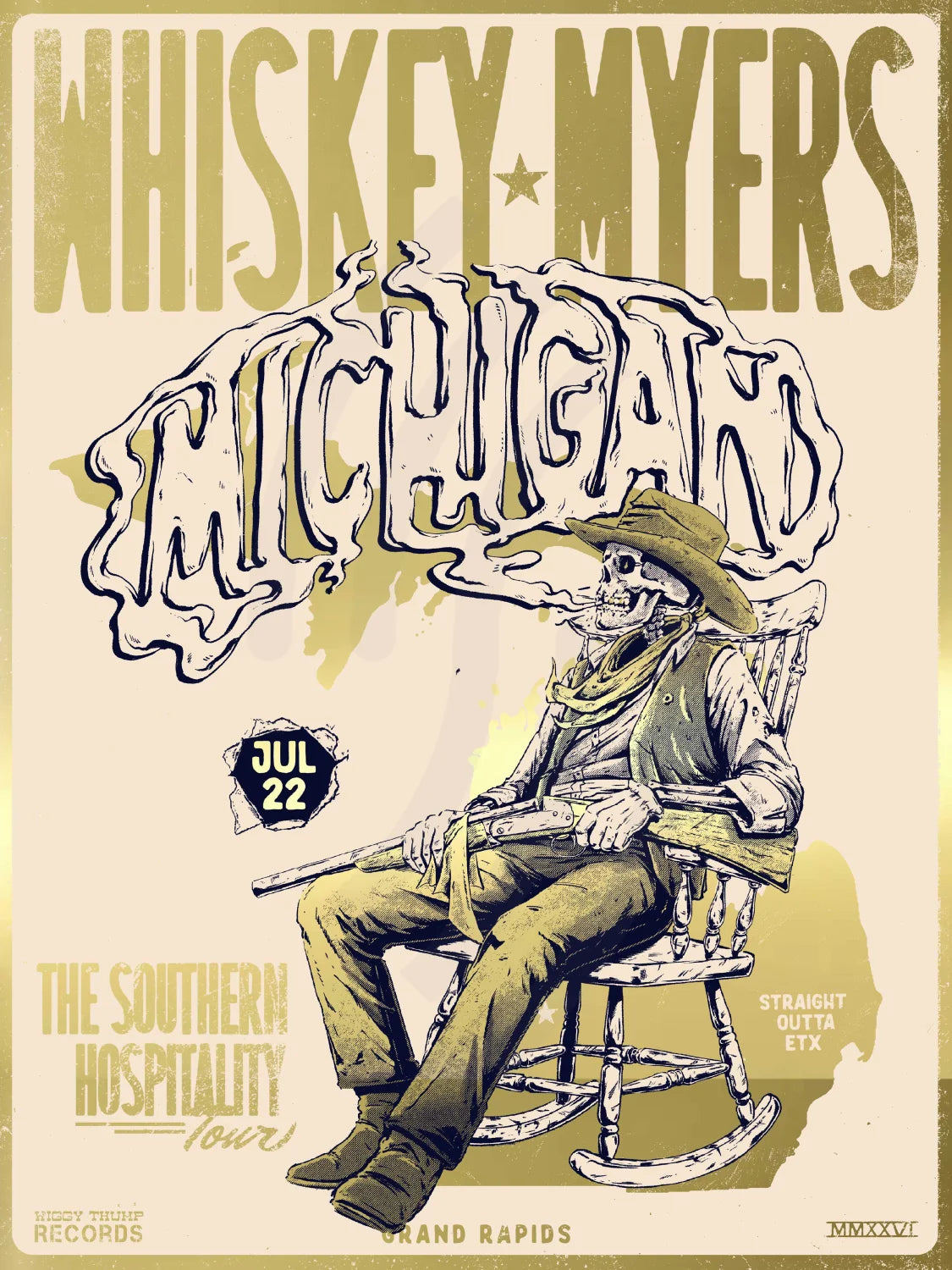 F35 | WHISKEY MYERS | GRAND RAPIDS MI | 24K GOLD | 3DIAMOND